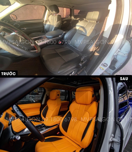 Range Rover đổi màu nội thất cam Hermes trước và sau
