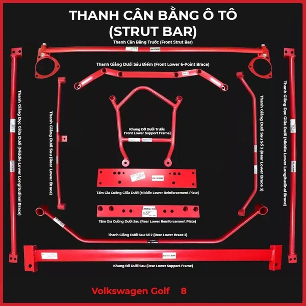 VOLKSWAGEN GOLF: BỘ THANH GIẰNG CÂN BẰNG XE (STRUT BAR)