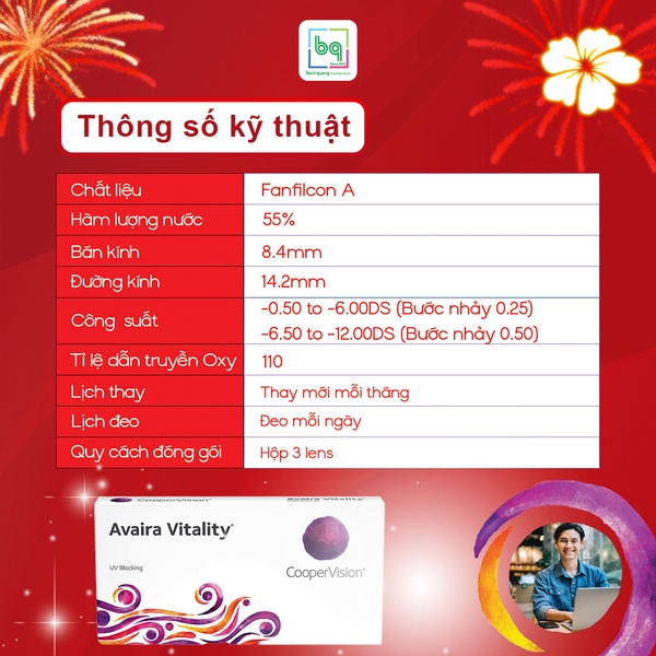 Kính áp tròng trong suốt Avaira Vitality