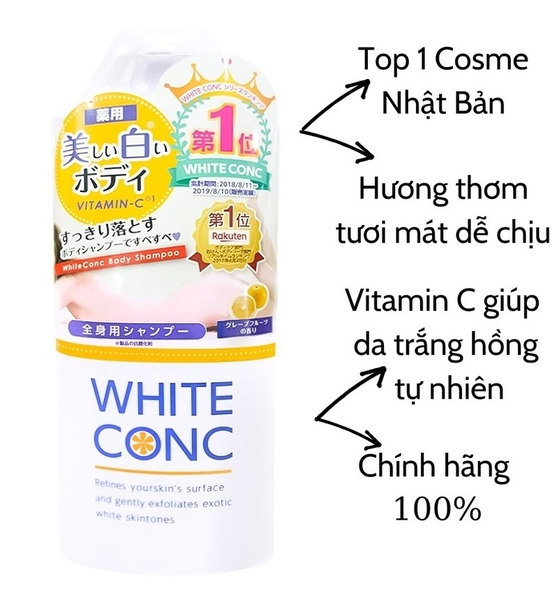 Sữa Tắm Trắng Da Nhật Bản White Conc Body 360ml & 600ml