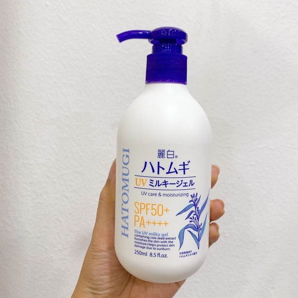 Sữa Dưỡng Thể Chống Nắng Ý Dĩ Hatomugi SPF50+ PA+++ UV Care Moisturing Milky Gel 250ml