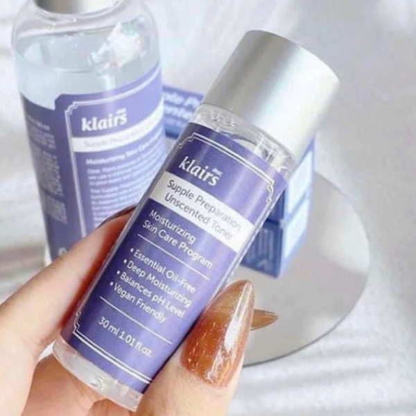 Nước hoa hồng Klairs Supple Presparation Unscented Toner (Không mùi) - size mini 30ml