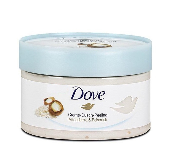 Kem Tẩy Tế Bào chết Dove Bản Đức 225ml (Macadamia - Sữa Gạo)