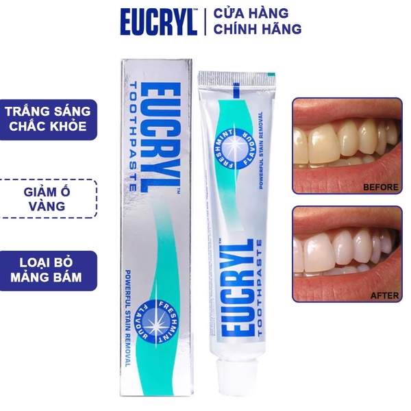 Kem Đánh Răng Tẩy Trắng Răng Eucryl Toothpaste 50ml (62g)