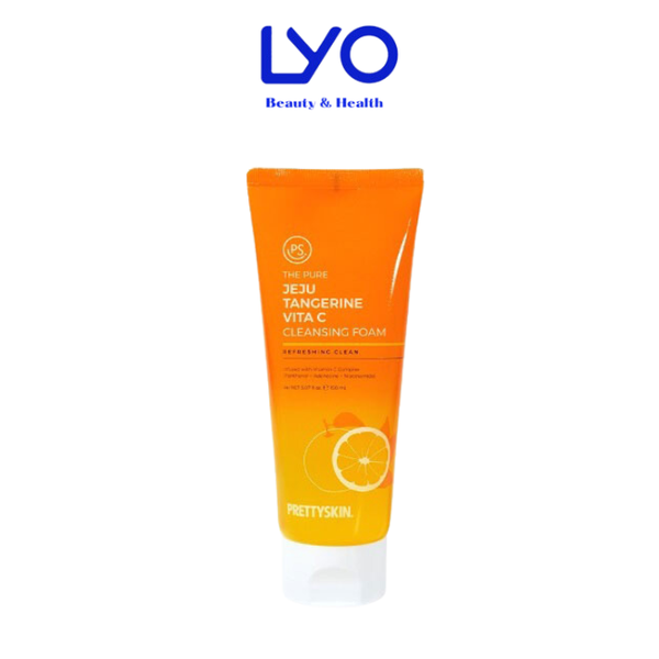 Sữa Rửa Mặt Vitamin C Prettyskin The Pure Jeju Tangerine Vita C Cleansing Foam Dưỡng Ẩm Sâu, Làm Sạch Da Hàn Quốc 200ml