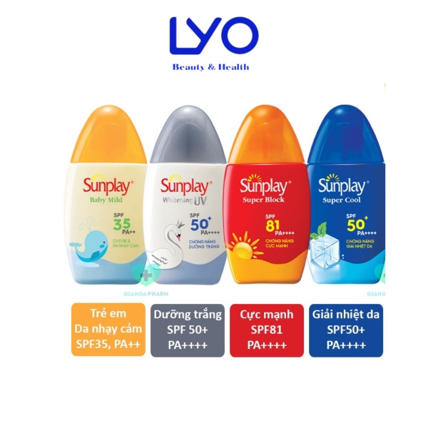 Sữa Chống Nắng Sunplay Bảo Vệ Vượt Trội Super Block/Whitening UV/Super Cool/Baby Mild (30g/tuýp)