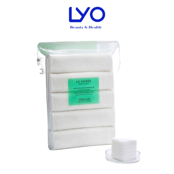 Bông tẩy trang La Soirée 500 miếng 100% cotton an toàn cho da