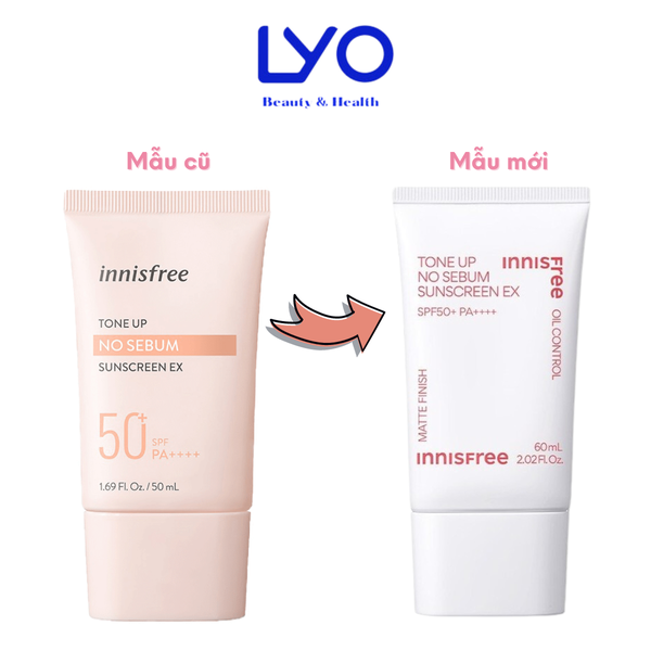 KEM CHỐNG NẮNG INNISFREE TONE UP NO SEBUM SUNSCREEN EX SPF50+ PA++++ 50ML MẪU MỚI 2023