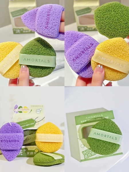 (Set 3 cái) Bông mút rửa mặt bọt biển mềm mại AMORTALS hình giọt nước hỗ trợ làm sạch da mặt LYO