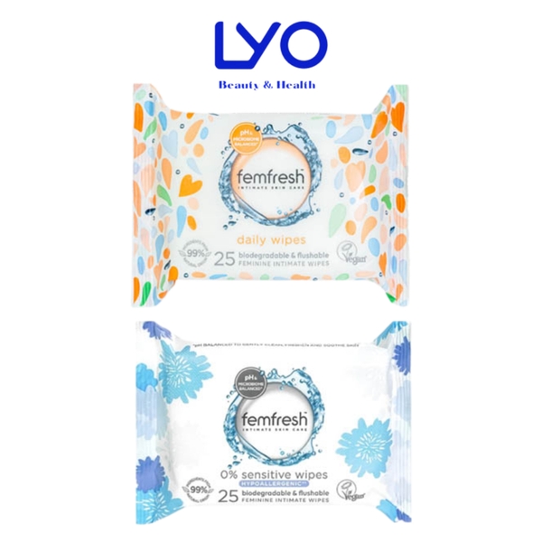 Khăn Ướt Vệ Sinh Vùng Kín Phái Nữ Cao Cấp Hằng Ngày Femfresh Intimate Skincare Daily Wipes Anh Quốc