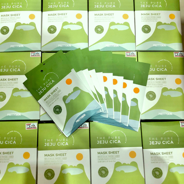 Hộp 10 miếng mặt nạ rau má PrettySkin The Pure Jeju Cica Mask Sheet 25ml x 10