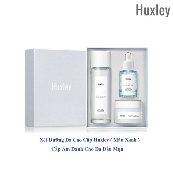 Sét Dưỡng Da Cao Cấp Huxley Hydration Trio Cấp Ẩm Dành Cho Da Dầu Mụn (Màu Xanh)
