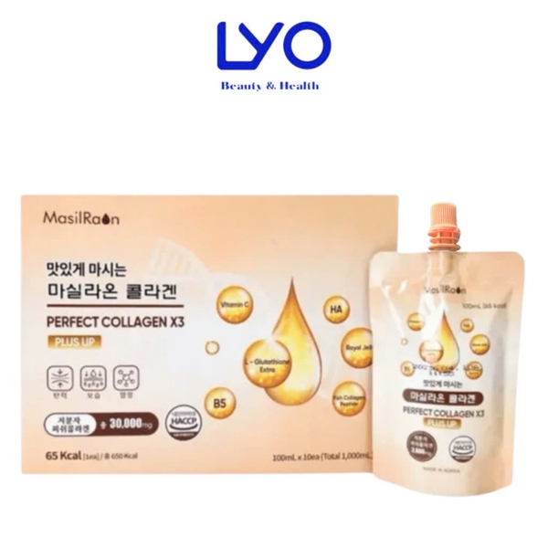 Nước Uống Collagen Làm Đẹp Da, Duy Trì Vẻ Đẹp trẻ trung, Quyến Rũ Masilraon Perfect x3 3000mg Hàn Quốc Hộp 10 Túi