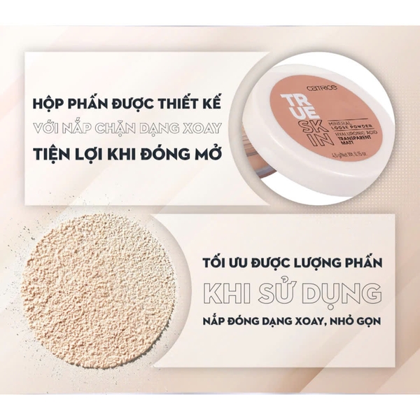 Phấn Phủ Dưỡng Ẩm, Kiềm Dầu & Bảo Vệ Da Catrice True Skin Mineral Loose Powder 4,5g
