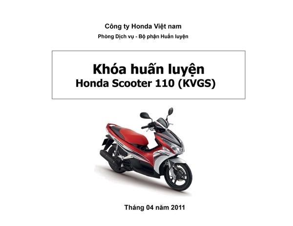 Tài liệu Khóa huấn luyện Honda Scooter 110 (KVGS) T4.2011 299.vn
