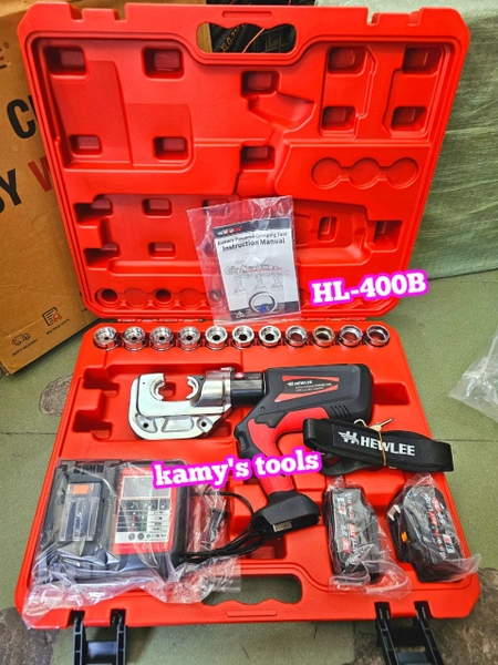 Kìm ép cos thủy lực dùng pin Hewlee HL-400B ép nhanh, ép nhồi, bảng điện tử