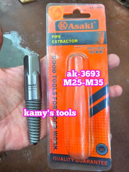 Dụng Cụ Mũi Ren Ta Rô Lấy Đầu Ống Nước Bu Lông Ốc Gãy Asaki Ak-3693 M25-M35 Và Ak-3694 M35-M50