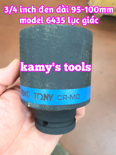 Đầu tuýp đầu khẩu đen dài lục giác dài 100mm Kingtony lỗ 3/4 inch 42mm 46mm 50mm 55mm 643542M, 643546M, 643550M, 643555M