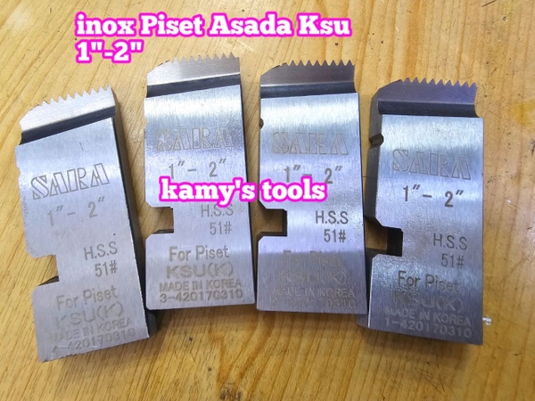 Dao tiện ren ống inox BSPT Asada Piset Ksu hiệu Sara 1/2-3/4, 1-2, 2 1/2-3 inch ren ống 21-27mm, 34-60mm, 49mm-90mm