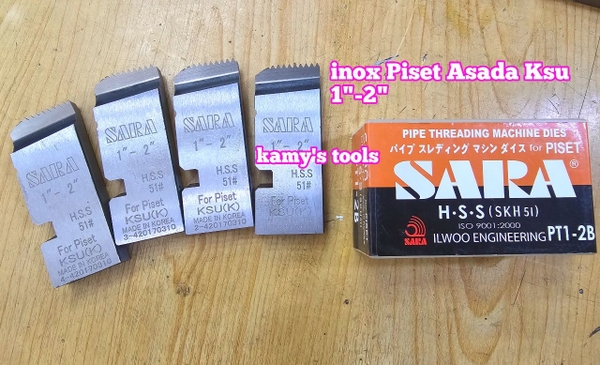 Dao tiện ren ống inox BSPT Asada Piset Ksu hiệu Sara 1/2-3/4, 1-2, 2 1/2-3 inch ren ống 21-27mm, 34-60mm, 49mm-90mm