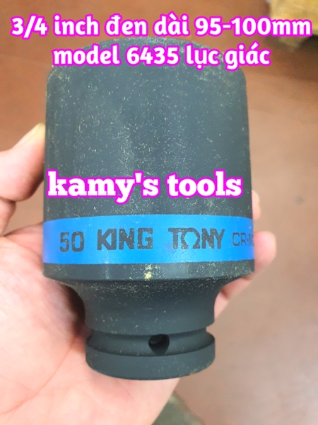 Đầu tuýp đầu khẩu đen dài lục giác dài 100mm Kingtony lỗ 3/4 inch 42mm 46mm 50mm 55mm 643542M, 643546M, 643550M, 643555M