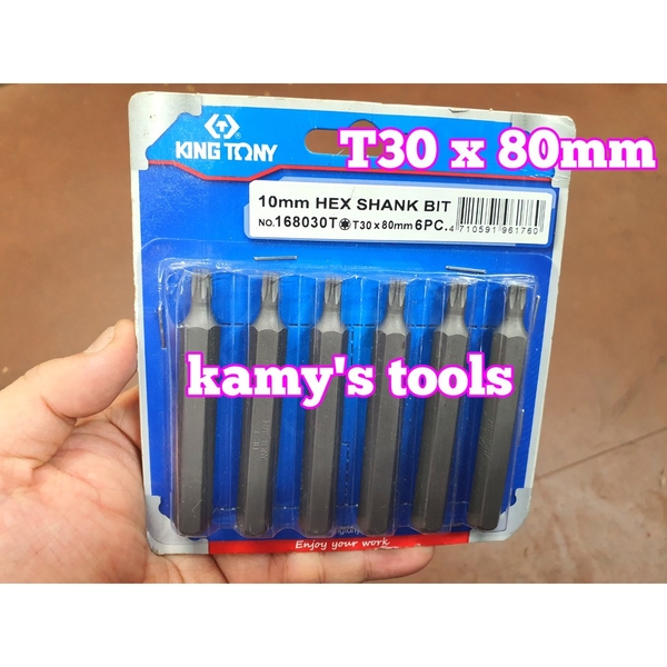 Mũi vít đóng đầu hoa thị bông 6 cạnh Kingtony T 168020, 168025, 168027, 168030, 168040, 168045, 168050, 168055 dài 80mm