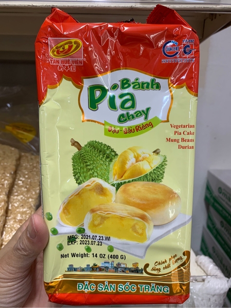 Bánh Pía Chay (ドリアンケーキ－塩漬なし) MUNG BEAN - MONTHONG DURIAN  400gr