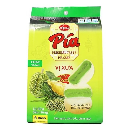 Bánh pía chay mini đậu xanh lá dứa (VỊ XƯA)120gr