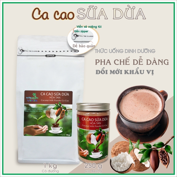 Ca cao sữa dừa hòa tan túi 1 kg