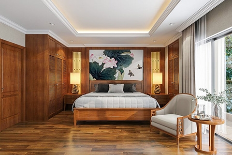 Nội thất gỗ tự nhiên phòng ngủ sang trọng đẹp mắt