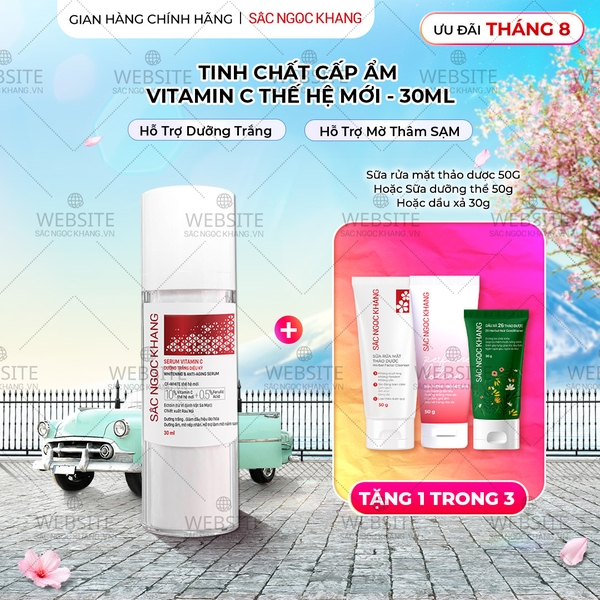 Serum Vitamin C Sắc Ngọc Khang 30ml - Tinh chất giúp da sáng mịn, hỗ trợ mờ thâm nám, đều màu da