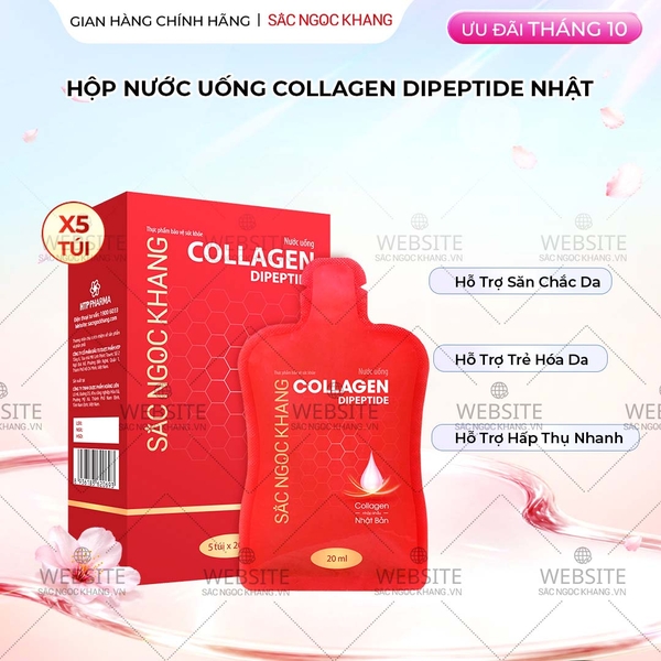 Nước Uống Collagen Dipeptide Mờ Nếp Nhăn - Dưỡng Ẩm Mịn Da Sắc Ngọc Khang Hộp 5 gói x 20ml