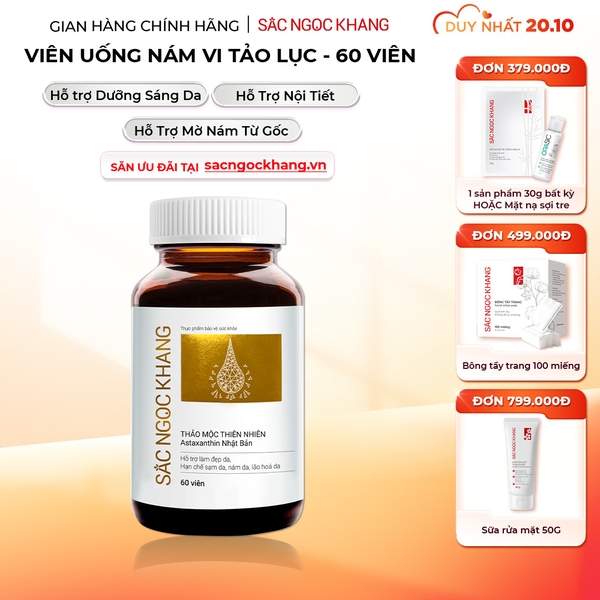 Viên Uống Vi Tảo Lục Sắc Ngọc Khang Mờ Nám, Đẹp Da, Hạn Chế Lão Hóa 60v