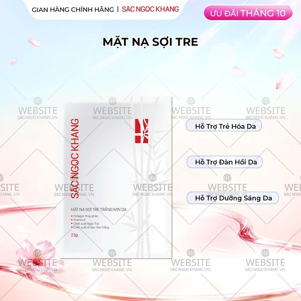 Mặt Nạ Sợi Tre Trắng Mịn Da Sắc Ngọc Khang (1 miếng/23g)