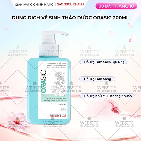 Dung Dịch Vệ Sinh Thảo Dược Orasic Dưỡng Hồng Sắc Ngọc Khang (Herbal Intimate Wash) 200ml