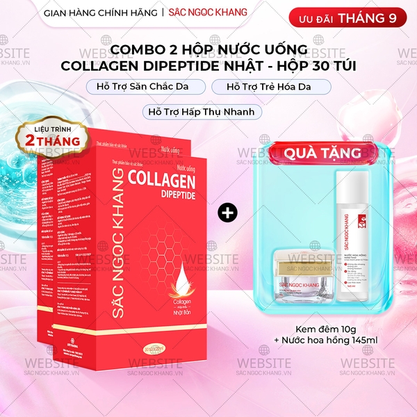 Combo 2 Nước Uống Collagen Dipeptide Mờ Nếp Nhăn - Dưỡng Ẩm Mịn Sắc Ngọc Khang - Liệu trình 2 tháng