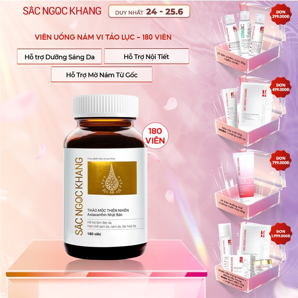 Viên Uống Vi Tảo Lục Sắc Ngọc Khang Mờ Nám, Đẹp Da, Hạn Chế Lão Hóa 180v