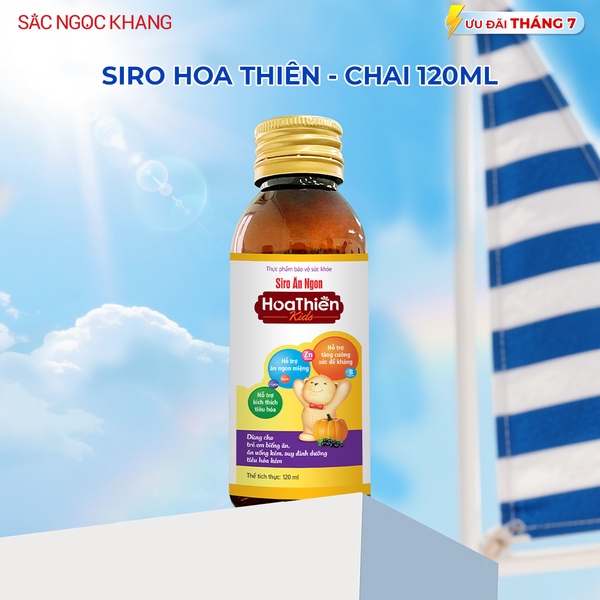 Siro ăn ngon Hoa Thiên chai 120ml giúp bé ăn ngon, hổ trợ phát triển trí não, tăng sức đề kháng của bé