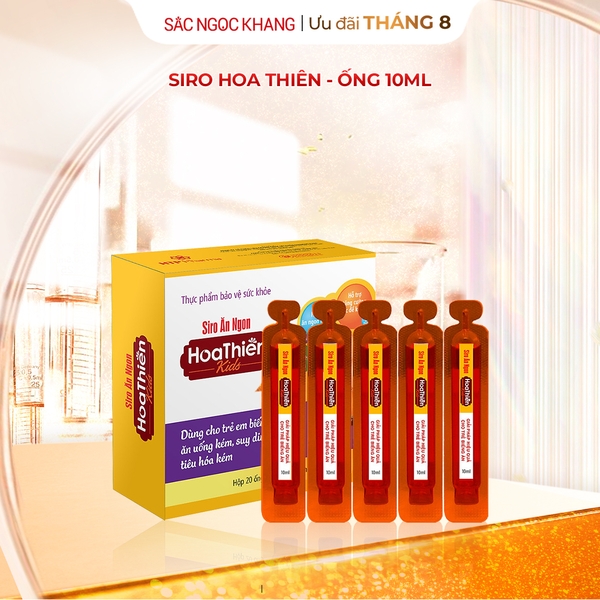 Siro ăn ngon Hoa Thiên Hộp 20 ống 10ml giúp bé ăn ngon, hổ trợ phát triển trí não, tăng sức đề kháng của bé
