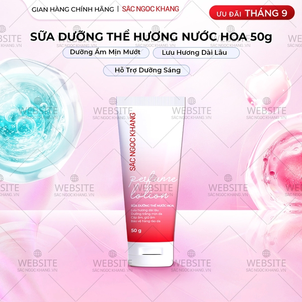 Sữa Dưỡng Thể Nước Hoa Dưỡng Trắng Da Mịn Màng Sắc Ngọc Khang 50g