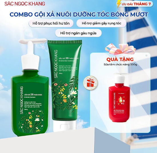 Bộ đôi dầu gội - dầu xả 26 loại thảo dược Sắc Ngọc Khang