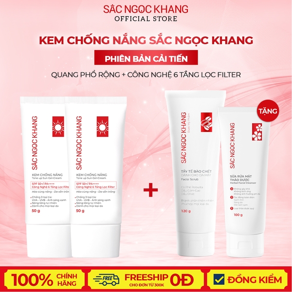 Combo 02 Kem Chống Nắng Sa Mạc TẶNG 01 Sữa Rửa Mặt Thảo Dược 100g và 01 Tẩy Tế Bào Chết 120g