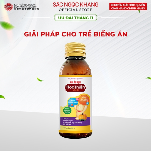 Siro ăn ngon Hoa Thiên chai 120ml giúp bé ăn ngon hơn, hổ trợ phát triển trí não, tăng sức đề kháng của bé