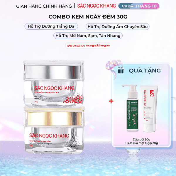 Combo Dưỡng Da Ngày Và Đêm Sắc Ngọc Khang (Kem Dưỡng Da Ban Đêm 30g và Kem Dưỡng Da Ban Ngày 5in1 30g)