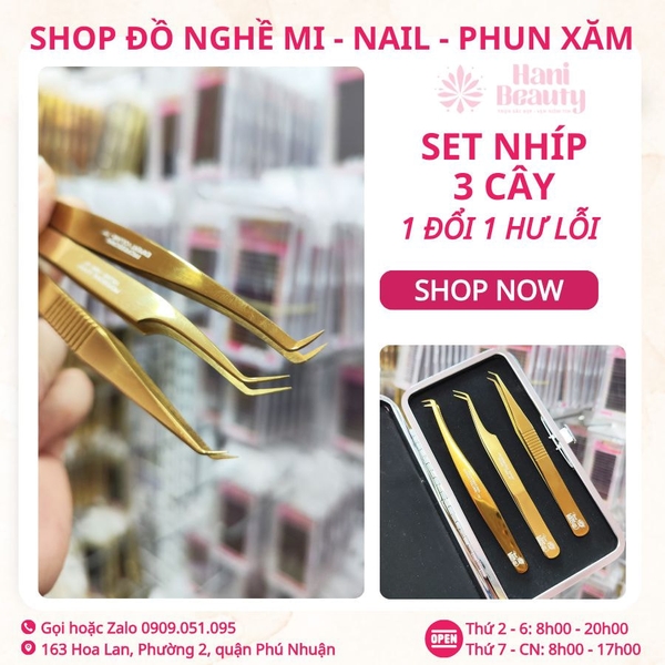 Bảng Giá Dụng Cụ Nối Mi & Nail 2025 – Mua Combo Tiết Kiệm Tại Hani Beauty