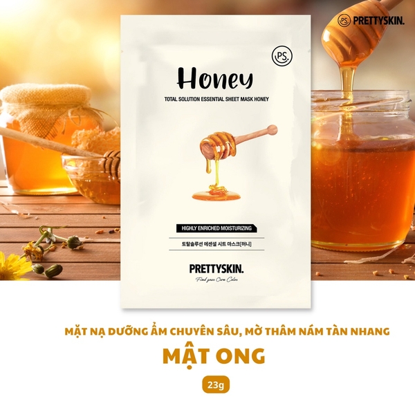 Miếng Mặt Nạ Pretty Skin Mật Ong Honey Total Solution Essential Sheet Mask 23g