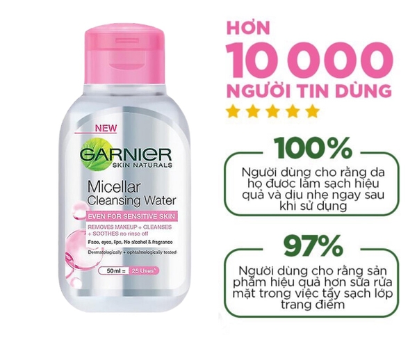 Tẩy trang Garnier bé hồng 50ml