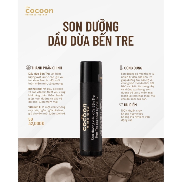 Son Dưỡng Cocoon Dầu Dừa Bến Tre 5g