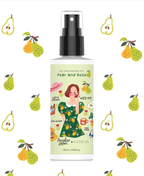 125k-Xịt khoáng PEAR AND ROSE Missha All Over Perfume