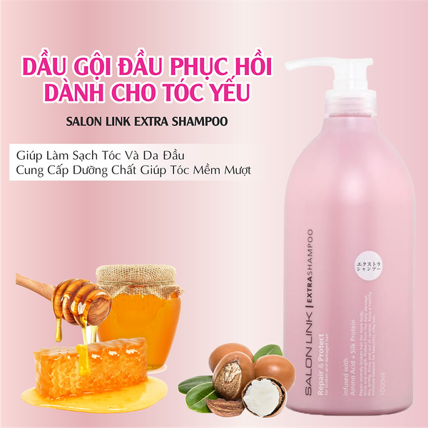Dầu Gội Kumano Salon Link Phục Hồi Dành Cho Tóc Yếu 1000ml Extra Shampoo
